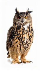 Obraz premium Owl sitting on white background, no shadow