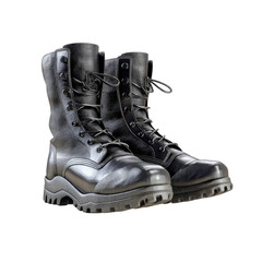 Pair of Black Military Combat Boots, Durable and