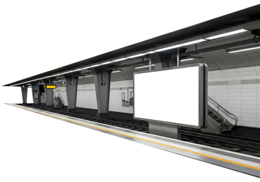 Modern Subway Station Platform Design Advertising Space and Passenger Amenities