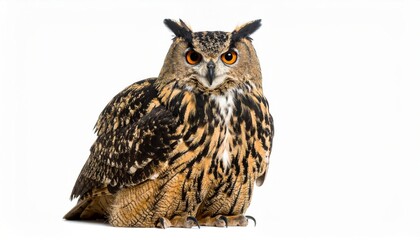Obraz premium Owl sitting on white background, no shadow