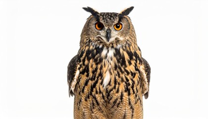 Fototapeta premium Owl sitting on white background, no shadow