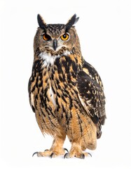 Fototapeta premium Owl sitting on white background, no shadow