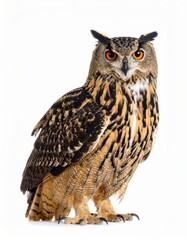 Obraz premium Owl sitting on white background, no shadow