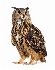 Naklejka premium Owl sitting on white background, no shadow