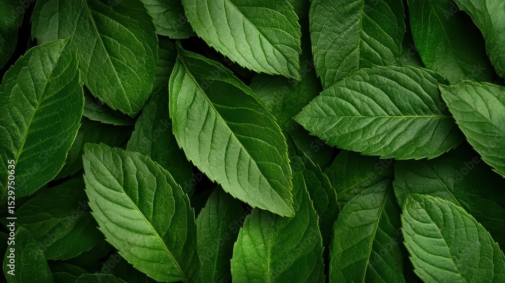 Aufkleber a beautiful array of textured green leaves displaying intricate lines and patterns, inviting viewers