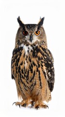 Obraz premium Owl sitting on white background, no shadow