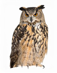 Obraz premium Owl sitting on white background, no shadow