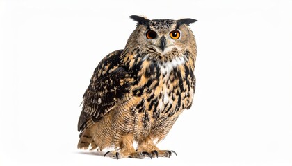 Obraz premium Owl sitting on white background, no shadow