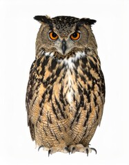 Obraz premium Owl sitting on white background, no shadow