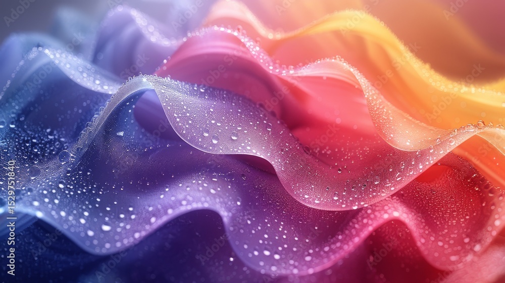Poster this vibrant abstract image captures flowing colors with water droplets, creating a visually captiva