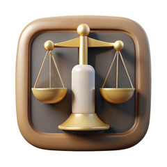 3d libra scales icon isolated on white background