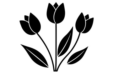 Tulip Buds and Leaves – Minimal Outline Vector Floral Set

