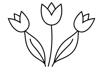 Tulip Buds and Leaves – Minimal Outline Vector Floral Set

