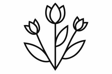 Tulip Buds and Leaves – Minimal Outline Vector Floral Set

