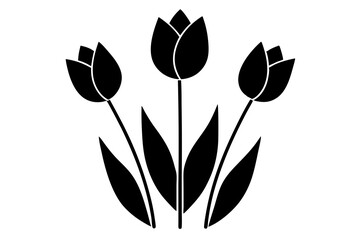 Tulip Buds and Leaves – Minimal Outline Vector Floral Set

