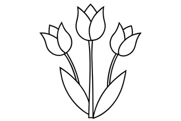 Tulip Buds and Leaves – Minimal Outline Vector Floral Set

