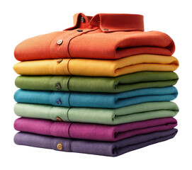 Colorful stacked shirts display retail store product fashion appeal