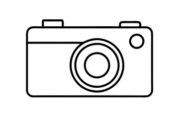 Vintage Camera Icon – Sleek Retro Outline Vector on White Background

