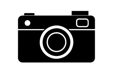 Vintage Camera Icon – Sleek Retro Outline Vector on White Background

