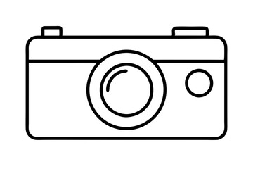 Vintage Camera Icon – Sleek Retro Outline Vector on White Background

