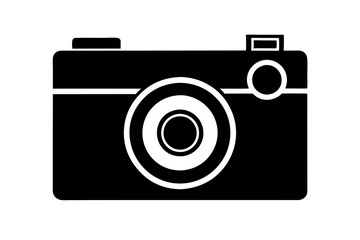 Vintage Camera Icon – Sleek Retro Outline Vector on White Background

