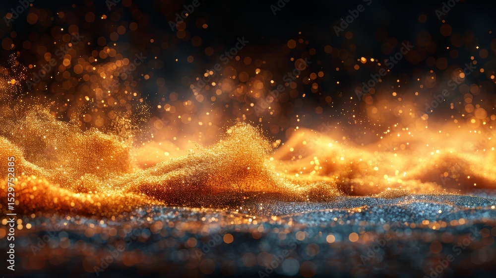Aufkleber an abstract image featuring shimmering golden dust particles floating gracefully in the air, creatin