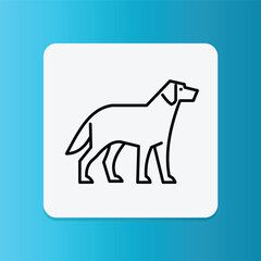 Icon of a standing dog, perfect for topics like pet walking, health, and loyalty.