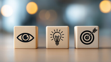 Innovation Strategies For Visionary Goals and Creative Insights. Entrepreneurship, Target Achievement and Future Planning. Business Cubes