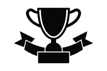 Trophy with ribbon silhouette icon