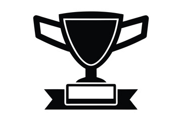 Trophy with ribbon silhouette icon