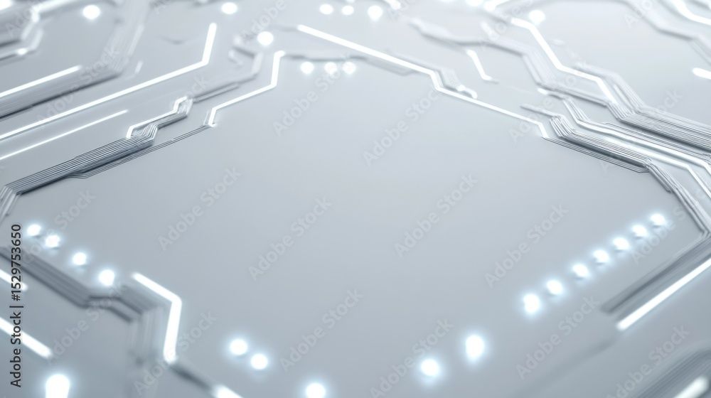 Poster white background of neon circuit, leaving space for mockup usage, wallpaper ai generated image