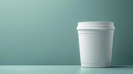 Blank white coffee cup on teal background