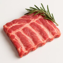 Fresh Raw Pork Ribs with Rosemary Garnish