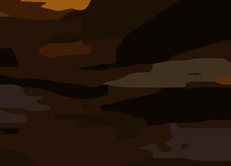 camouflage-style abstract pattern in earthy brown and orange tones. The design includes irregular, fluid shapes in varying shades, Burnt orange, Sienna, Tan, Chocolate brown, Dark coffee black wall