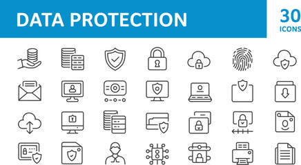 Data security icons set vector illustration of protection and privacy for web and app design use editable stock vector illustration