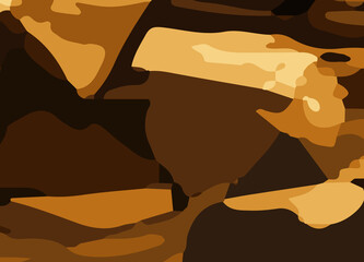 camouflage-style abstract pattern in earthy brown and orange tones. The design includes irregular, fluid shapes in varying shades, Burnt orange, Sienna, Tan, Chocolate brown, Dark coffee black wall