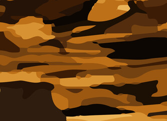 camouflage-style abstract pattern in earthy brown and orange tones. The design includes irregular, fluid shapes in varying shades, Burnt orange, Sienna, Tan, Chocolate brown, Dark coffee black wall