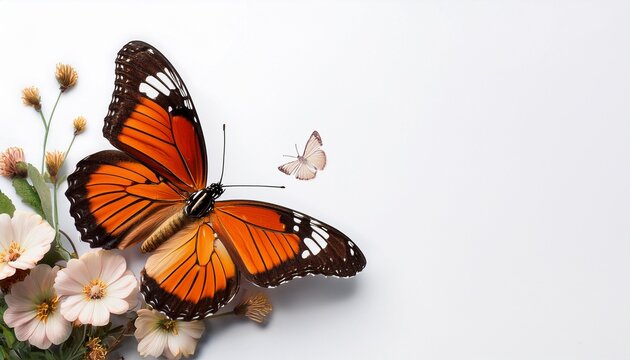 beautiful butterfly flying on a solid white background