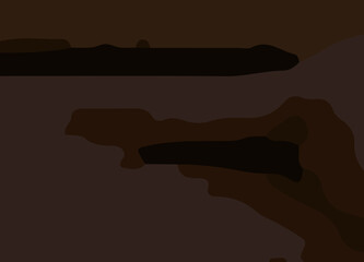camouflage-style abstract pattern in earthy brown and orange tones. The design includes irregular, fluid shapes in varying shades, Burnt orange, Sienna, Tan, Chocolate brown, Dark coffee black wall