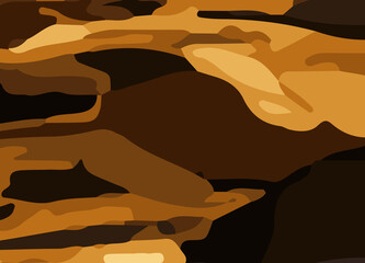 camouflage-style abstract pattern in earthy brown and orange tones. The design includes irregular, fluid shapes in varying shades, Burnt orange, Sienna, Tan, Chocolate brown, Dark coffee black wall