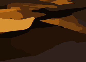 camouflage-style abstract pattern in earthy brown and orange tones. The design includes irregular, fluid shapes in varying shades, Burnt orange, Sienna, Tan, Chocolate brown, Dark coffee black wall