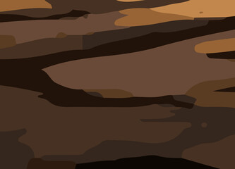 camouflage-style abstract pattern in earthy brown and orange tones. The design includes irregular, fluid shapes in varying shades, Burnt orange, Sienna, Tan, Chocolate brown, Dark coffee black wall