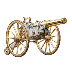 Fototapeta premium Ornate Antique Cannon Isolated on White Background