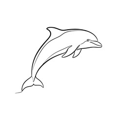 Obraz premium Dolphin jumping in a simple line art style 