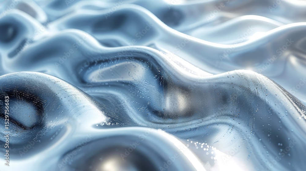 Aufkleber an artistic depiction of smooth, flowing silver waves that seem to ripple and undulate, reflecting l