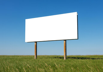 Blank Billboard in a Vast Field Advertising Space,  Open Skies, and Marketing Opportunities