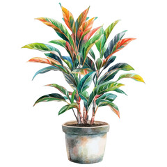 watercolor vector of Artificial Plants, isolated on a white background.