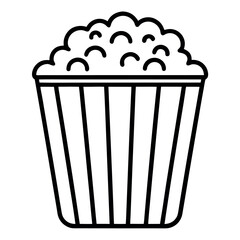 Popcorn Bucket – Simple Outline Vector Icon on White Background