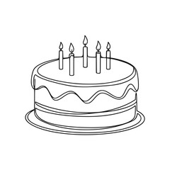 Birthday cake with candles on a plate for celebration  