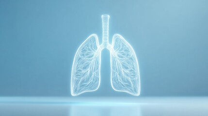 Glowing light art of lungs on blue for World Lung Cancer Day awareness concept visuals